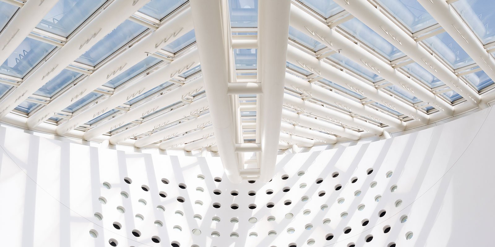 Photo of SFMOMA roof structure from inside