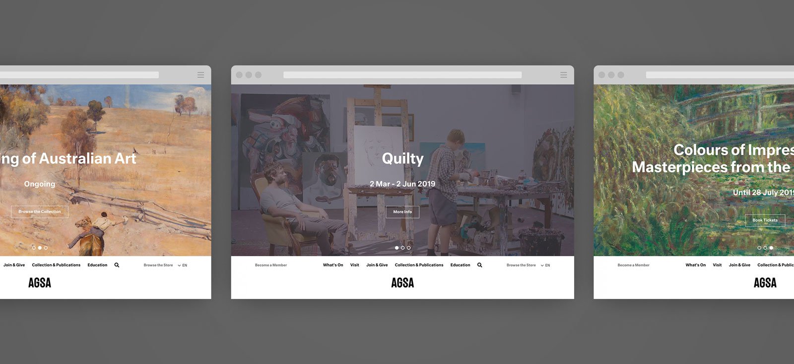 Screenshots of the SGSA website homepage