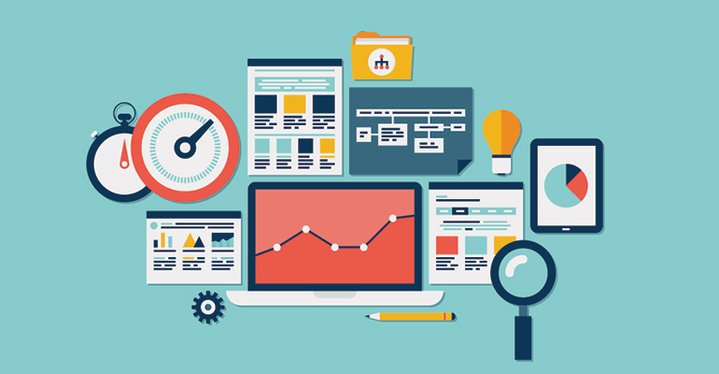 Illustration of webpages and digital interfaces