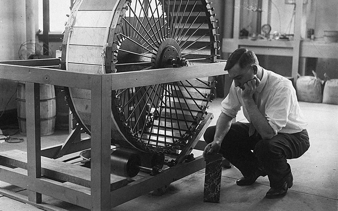 Engineer inspecting a piece of machinery