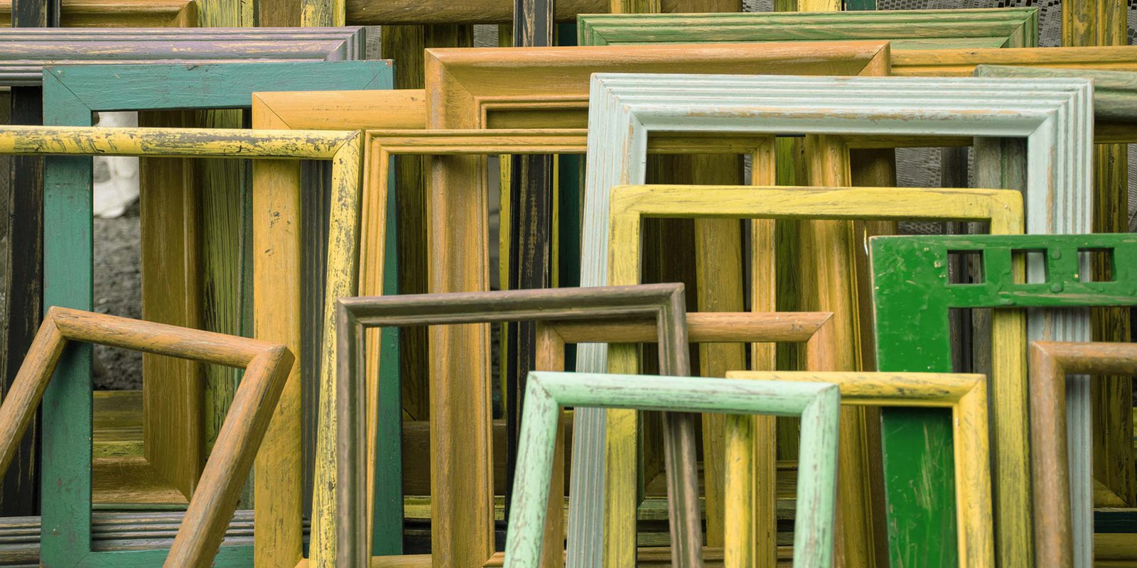Stack of wooden picture frames