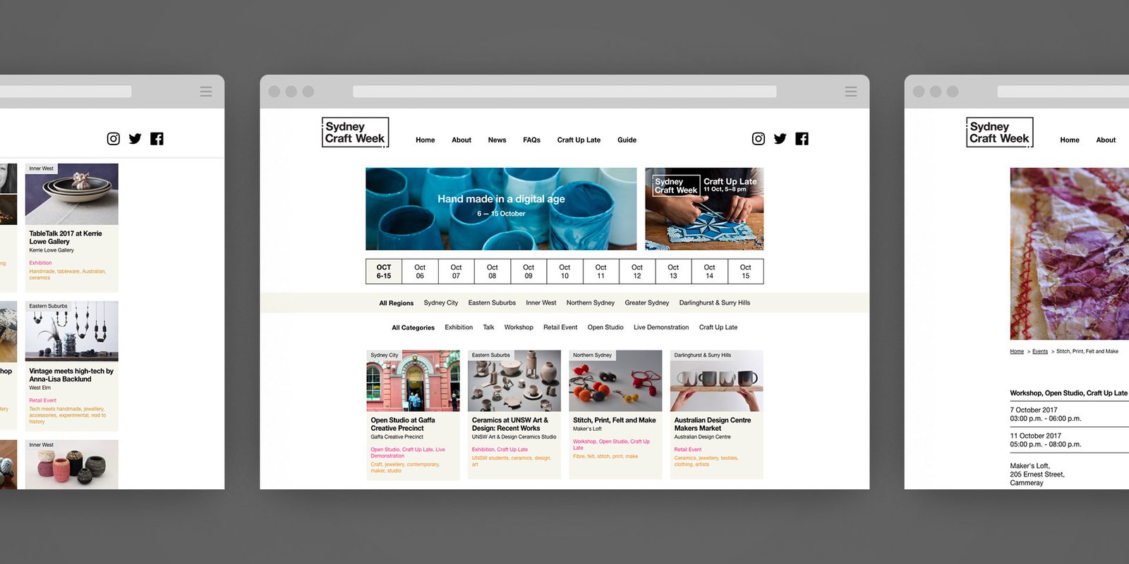 Screenshots of Sydney Craft Week website